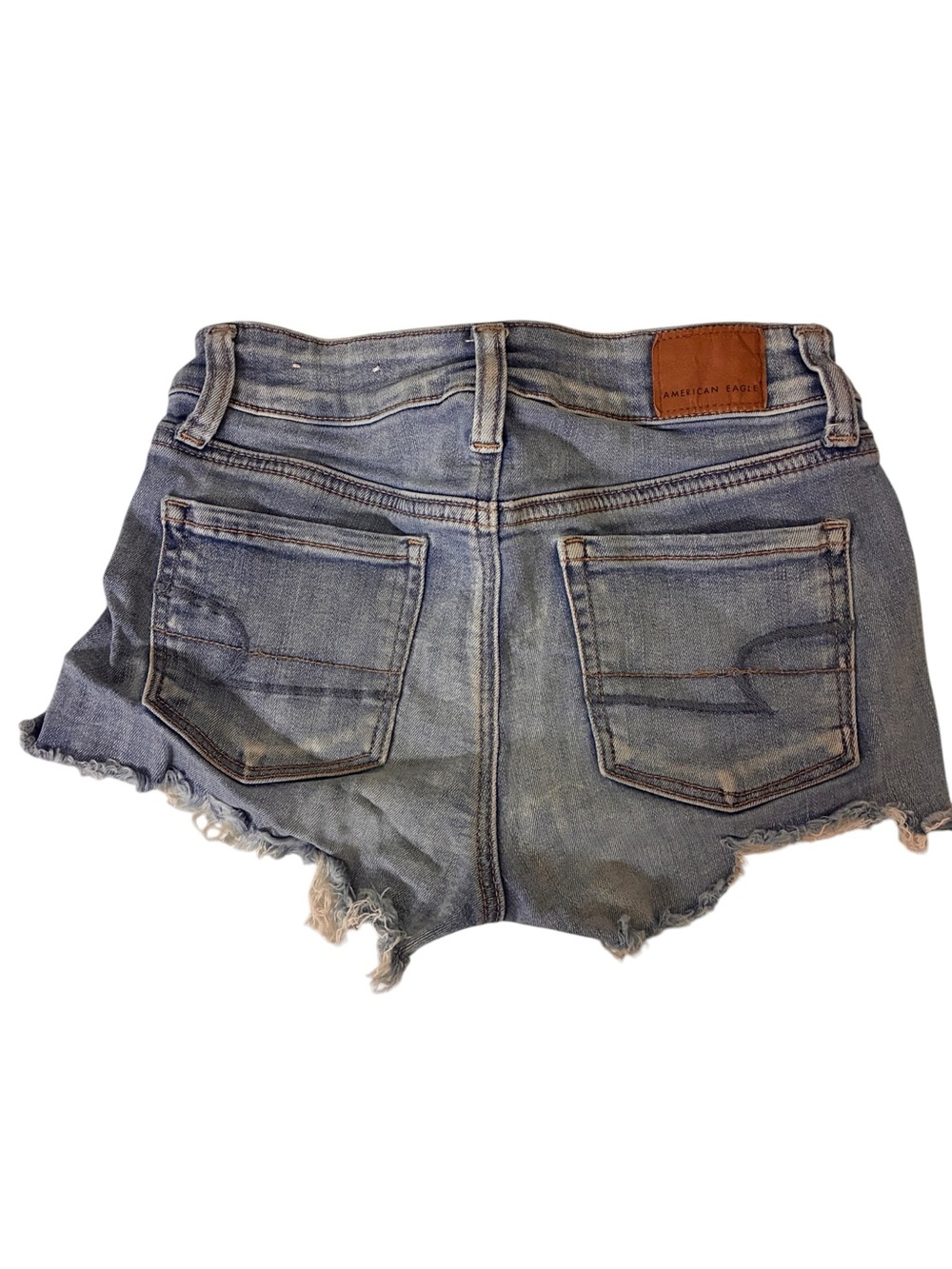 American Eagle | Distressed lightwash crochet detail denim shorts size 0 - Picture 6 of 11